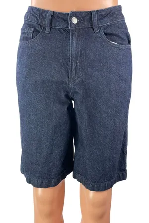 Dynamite Denim Women's Blue High Rise Straight Leg Bermuda Denim Jean Shorts 25 thumbnail 1