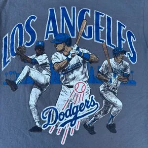 MLB Los Angeles Dodgers Mitchell & Ness Baseball Grey Graphic T-shirt thumbnail 3