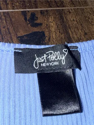 Blue Ribbed Short Sleeve Cardigan and Tube Top Set thumbnail 3