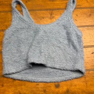 If‎ It Were Me Fuzzy Crop Tank Top Blue M Medium Cozy Lounge Wear thumbnail 3