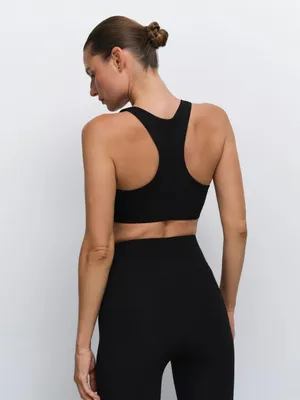 Mate The Label Organic Stretch Sports Bra Jet Black Sz Xs thumbnail 2