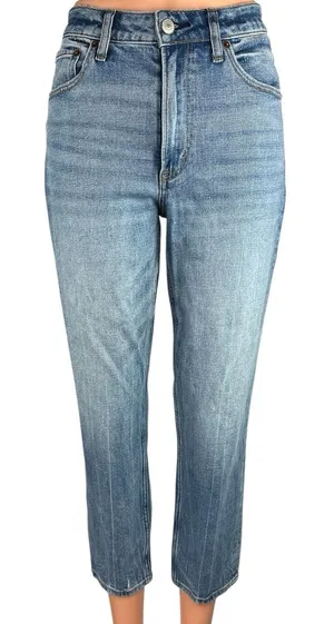 Abercrombie & Fitch Curve Love High Rise Straight Leg Denim Mom Jeans Pants 25 thumbnail 1