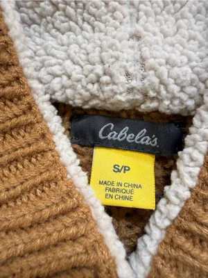 Cabelas Cable Knit Fishermans Sweater Toggle Hooded Small Tan Cardigan thumbnail 6