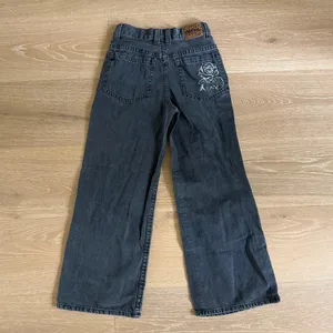 Deja Clark for Aeropostale Jeans Super Baggy Rhinestone Rose Size XS Faded Black thumbnail 5