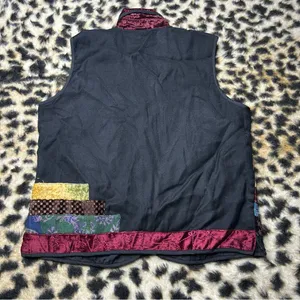 Coldwater Creek Boho Hippie 90s Whimsigoth Colorful Patchwork Collared Vest L thumbnail 6