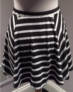 Mossimo Supply Co. Black & White Striped Skater Skirt thumbnail 3