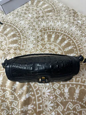 Brahmin Black Croc-Embossed Shoulder Bag with Gold Hardware thumbnail 7