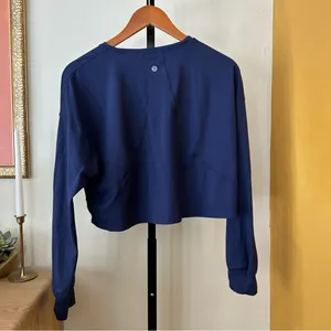 Lululemon Muscle Love Long Sleeve Shirt Cropped Tee T-Shirt‎ Navy Blue Size 12 thumbnail 5