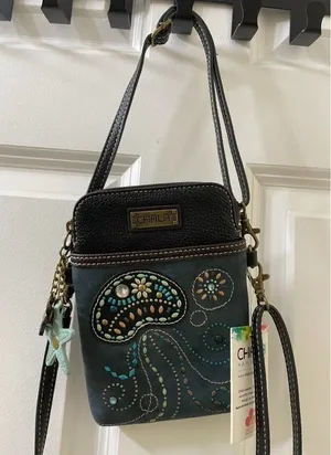 New Chala Jellyfish Crossbody Purse Blue Brown Fob Dangle Charms Sea Life thumbnail 1