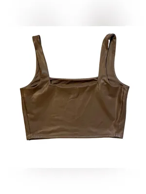 Express Brown Faux Leather Body Contour Crop Tank Medium thumbnail 6