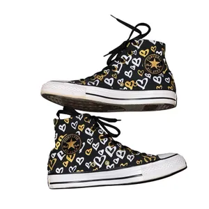 Converse Chuck Taylor All Star gold and white heart print high top sneakers thumbnail 3
