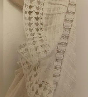 Hazel & Olive White Ruffle Trim High Neckline Short Dress Women’s Sz Small thumbnail 7