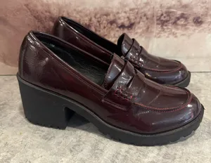 Dirty Laundry Burgundy Patent Faux Leather Chunky Heeled Loafers Women’s Sz 10 thumbnail 1