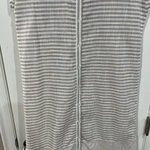 Lucky Brand Size S Dress Button Down Maxi Shirt‎ Striped Lightweight Cap Sleeve thumbnail 4