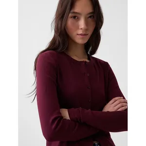 Gap Modern Crewneck Cardigan Burgundy Maroon Slim Fit Small NWOT thumbnail 4