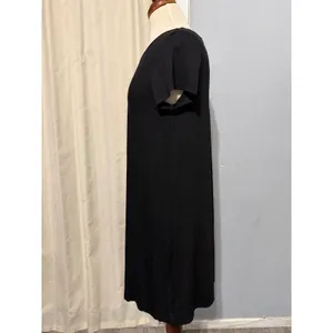 She & Sky Lounge‎ Midi Dress M Black Short Sleeve Scoop Neck A-Line T-Shirt Minimalist thumbnail 2