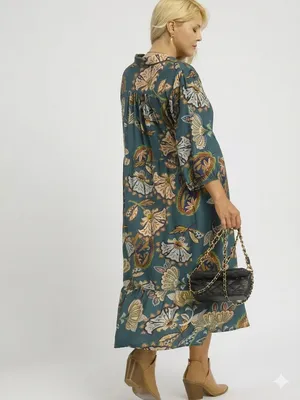 New!Umgee Plus Size Boho Paisley Lined Tiered Midi Dress Size 1X thumbnail 6