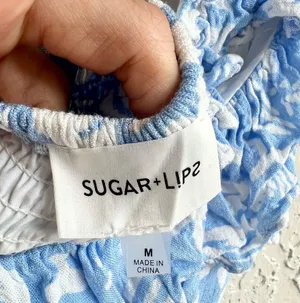 Sugarlips Allegra pattern dress white and blue Medium thumbnail 12