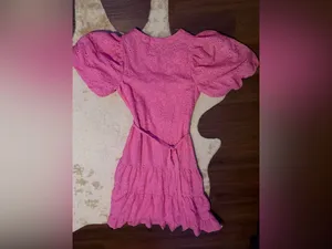 Dress forum pink embroidered floral midi tiered puff sleeve party summer $98 thumbnail 7