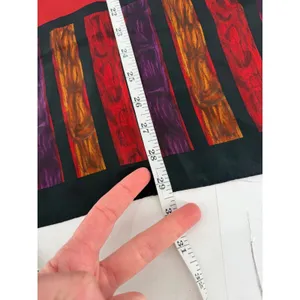Anne Klein‎ Scarf Women OS Red Silk Striped Border Vintage thumbnail 8