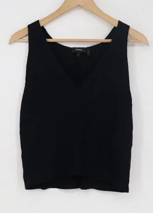 Theory IWG Reversible Sweater Shell Black Ribbed V-Neck Tank Top Size L thumbnail 1