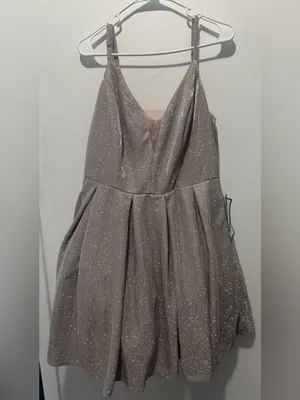 Macy's Sparkling Light Blush Spaghetti Strap Mini Dress Size 16W thumbnail 4