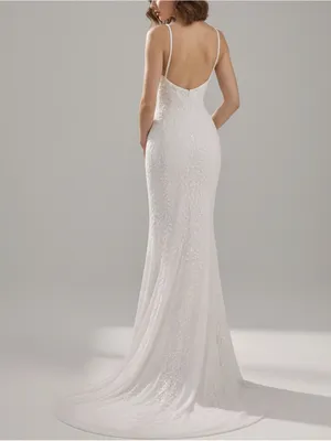 LULUS Luxe Bridal Momentous Love Beaded Bustier Mesh Mermaid Maxi Dress,White,XS thumbnail 3