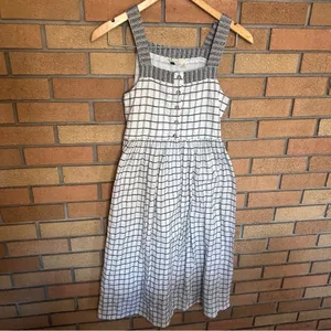Roxy Midi Fit And Flare Dress White & Black Checkered Button Front Size S thumbnail 2