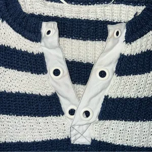 Anthropologie Pilcro Striped Henley Pullover Sweatshirt Women’s S Oversized thumbnail 7