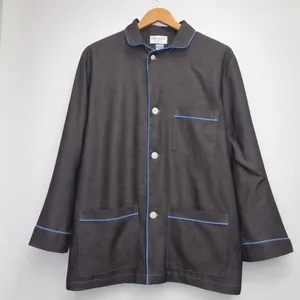 Vintage Christian Dior Pyjama Herringbone Button Front Lounge Shirt M Luxury 80s thumbnail 2