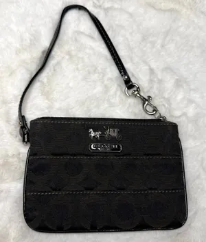 COACH Black Signature Wristlet thumbnail 1