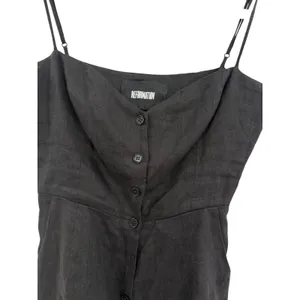 Reformation Blanca Linen Romper Black Button‎ Front Sleeveless Size 00 thumbnail 4