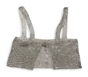 Silver Sequin Chainlink Bra Top XS/S Festival Rave Clubbing Coachella Statement thumbnail 1