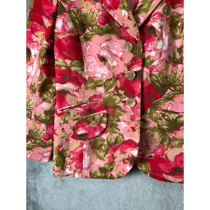 Ann Taylor Silk Floral Blazer Romantic Cottagecore Preppy Chic Pink Blazer Sz‎ 4 thumbnail 3