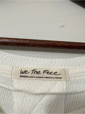 Free People We The Free Snowy Thermal Top Women’s M Ivory Long Sleeve Cozy Boho thumbnail 5