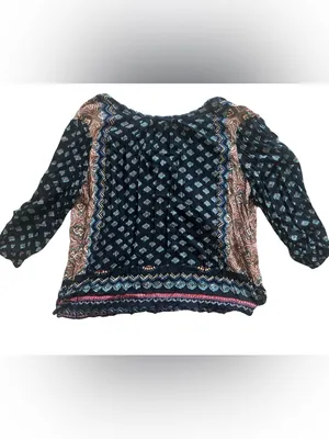 Nostalgia Women’s Black Multicolor Peasant Blouse | XLarge thumbnail 2
