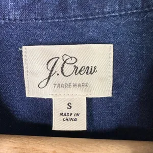 J. Crew Indigo Linen Cotton Short Sleeve Button Up Shirt Womens Small H6504 thumbnail 7