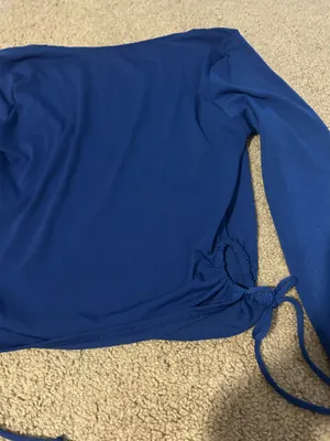 Ambiance Apparel Royal blue wrap top- with side cut outs thumbnail 8