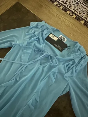 Women's Long Sleeve Ruffle Maxi Dress - Future Collective Light Blue thumbnail 6