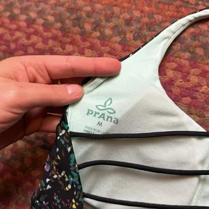 Prana Black Speckle Sexy Strappy Halter Yoga Top thumbnail 3