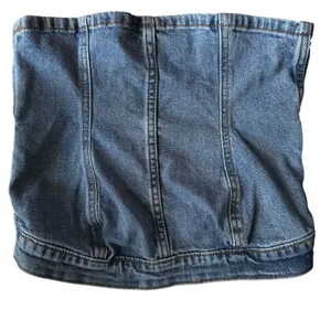 Abercrombie & Fitch NWT Strapless Denim Corset Top in Mid Wash Denim Size XS thumbnail 5