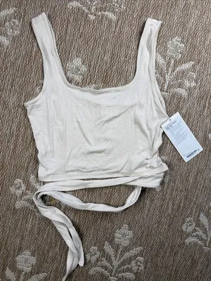 NWT Lululemon side tie cropped tank Cream Square-Neck Top thumbnail 1