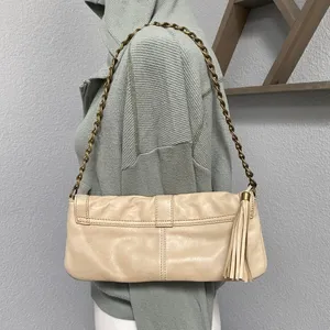 Express Cream Shoulder Bag Faux Leather Gold Chain Strap Boho Chic Parisian Euro thumbnail 4