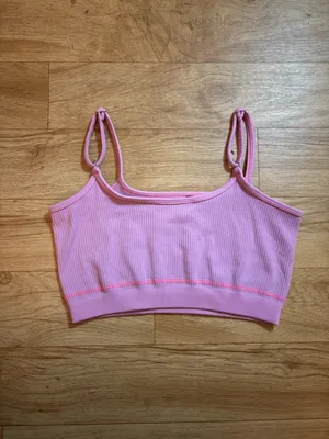 Bo + Tee Pink Ribbed Sports Bra thumbnail 3