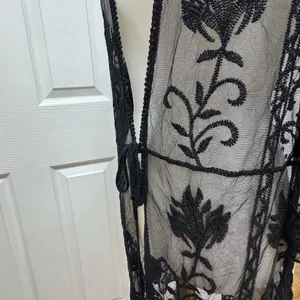 Primark Black Lace Embroidered Floral Cover-Up - Size‎ L. thumbnail 4