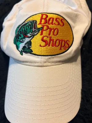 Bass Pro Shops White Cap with Yellow Patch and Red Logo thumbnail 1