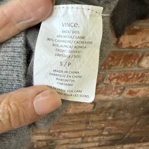 Vince Womens Sz Small Silk Wool Cashmere Blend Sweater Gray Two Tone Minimalist thumbnail 3