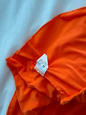 Women’s Orange Ruched Ruffle Mini Skirt thumbnail 3