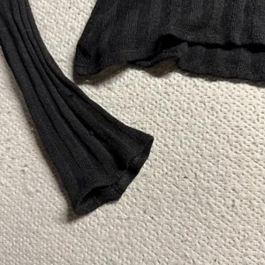 Reformation Black Ruffle Long Sleeve Knit Sweater Small Tencel & Flax Blend EUC thumbnail 2
