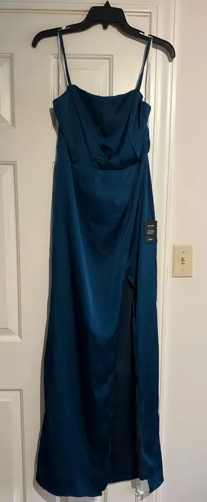 Lulus Blue Satin Maxi Dress thumbnail 1